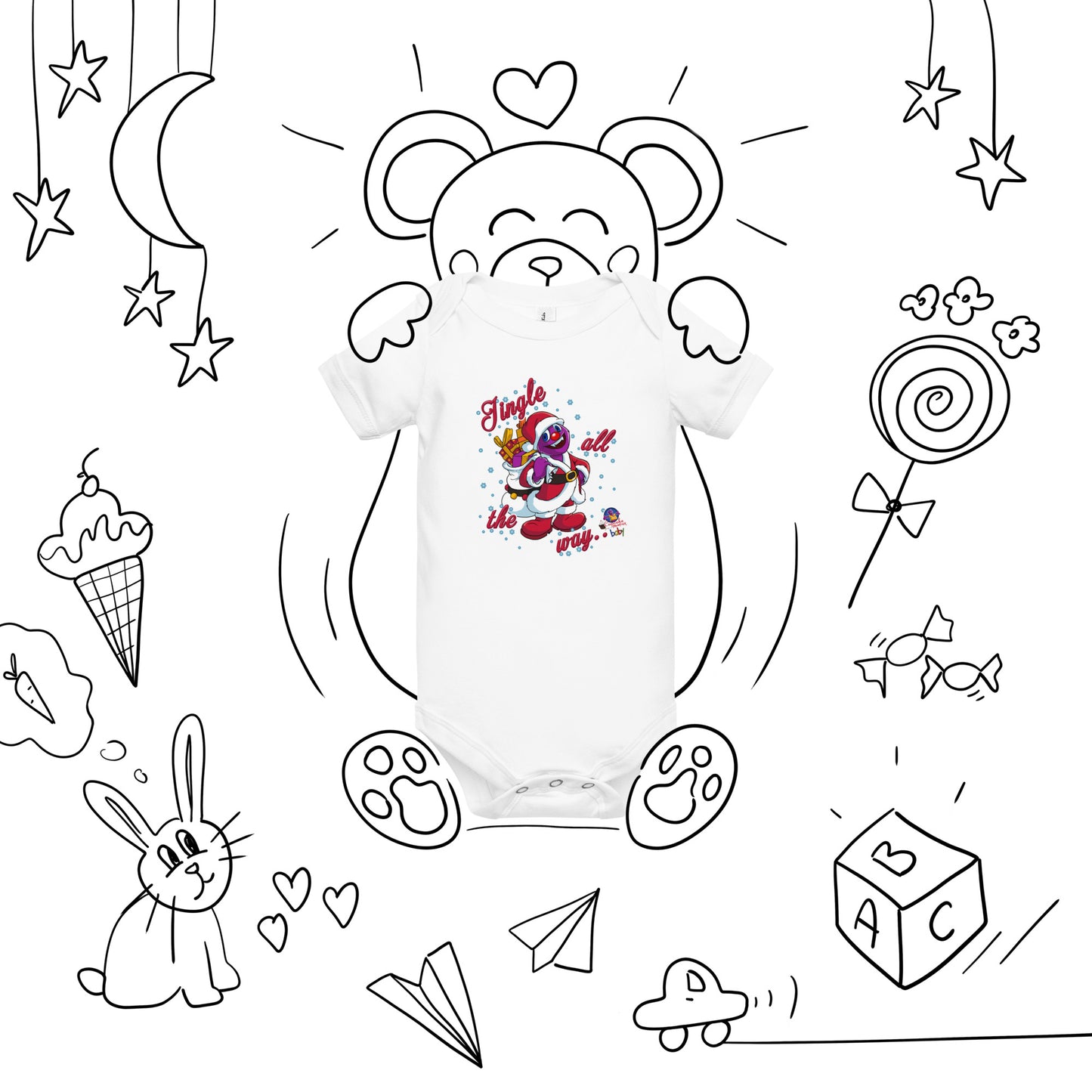 Jingle All the Way Christmas Cupcake Baby Onesie