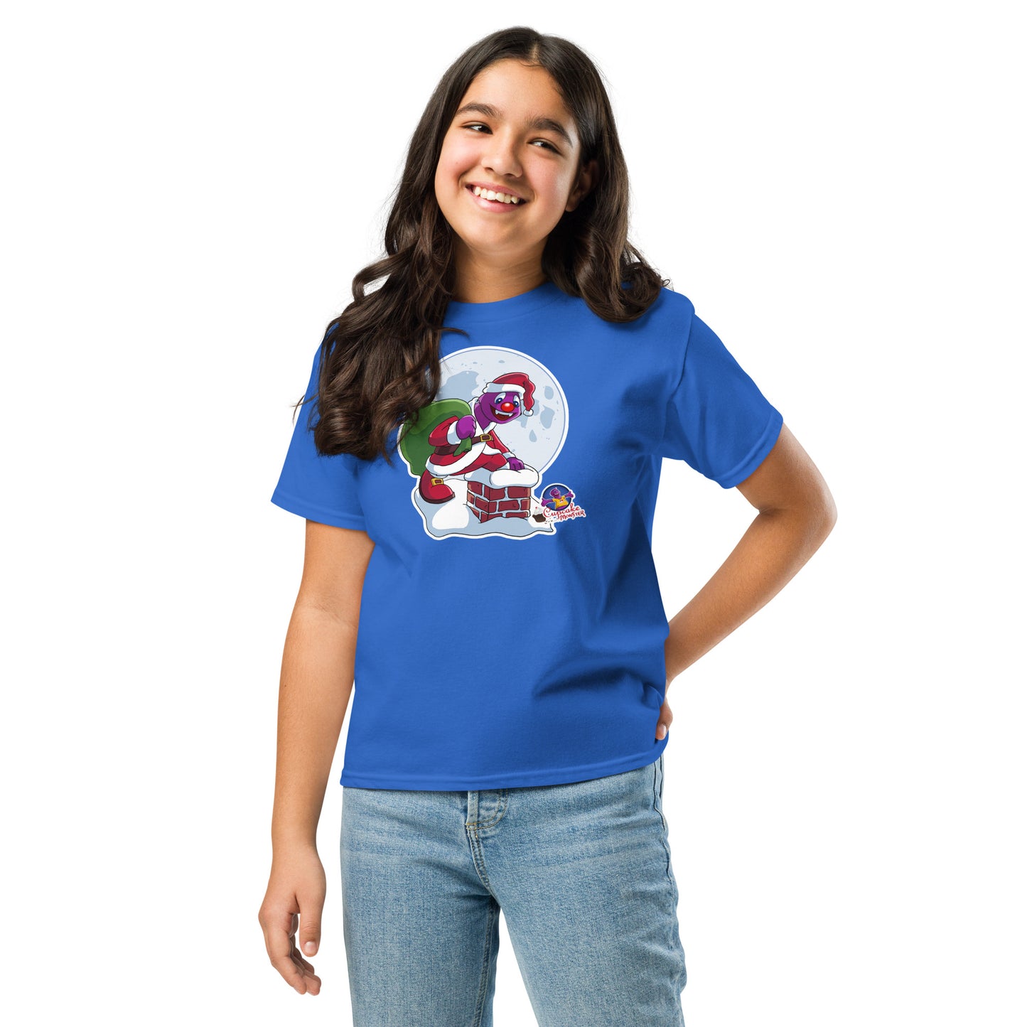The Chimney Frost Flight Gift Drop Kids Christmas Cupcake T-Shirt
