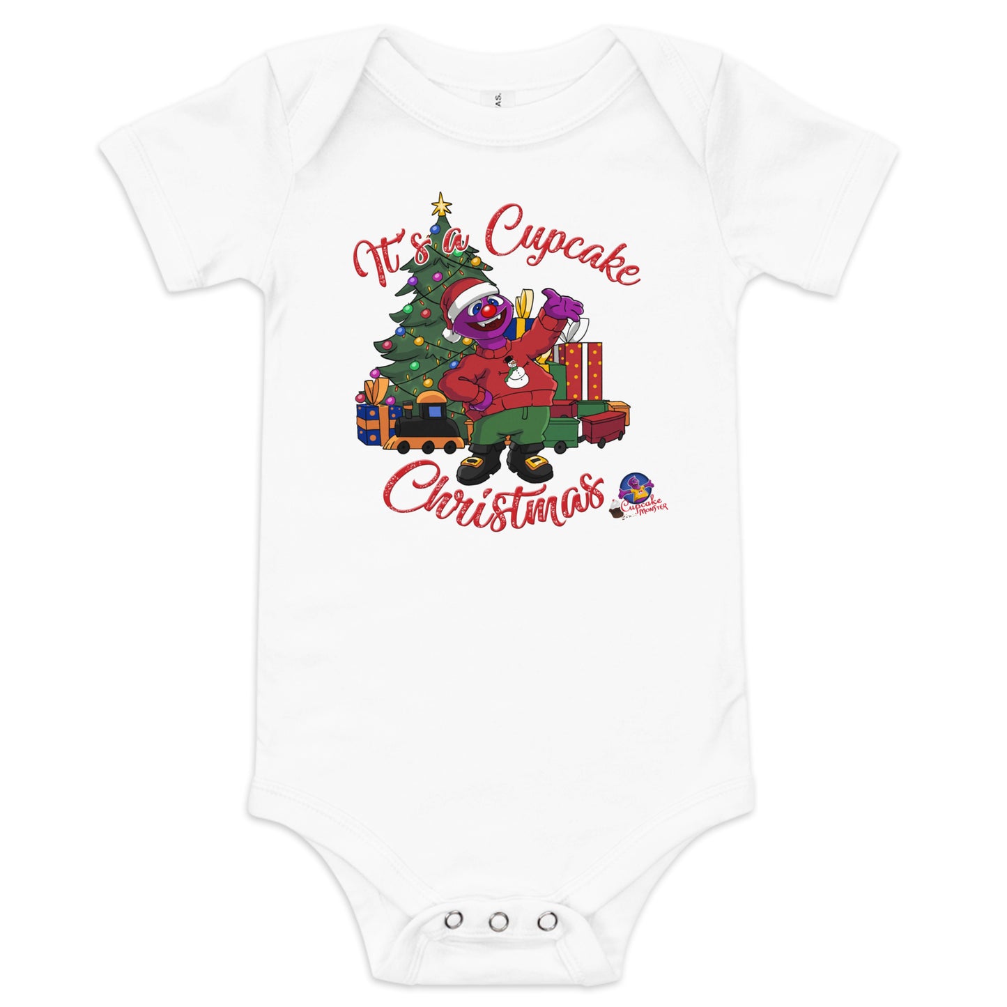 It's a Cupcake Christmas Holiday Cheer Christmas Cupcake Baby Onesie