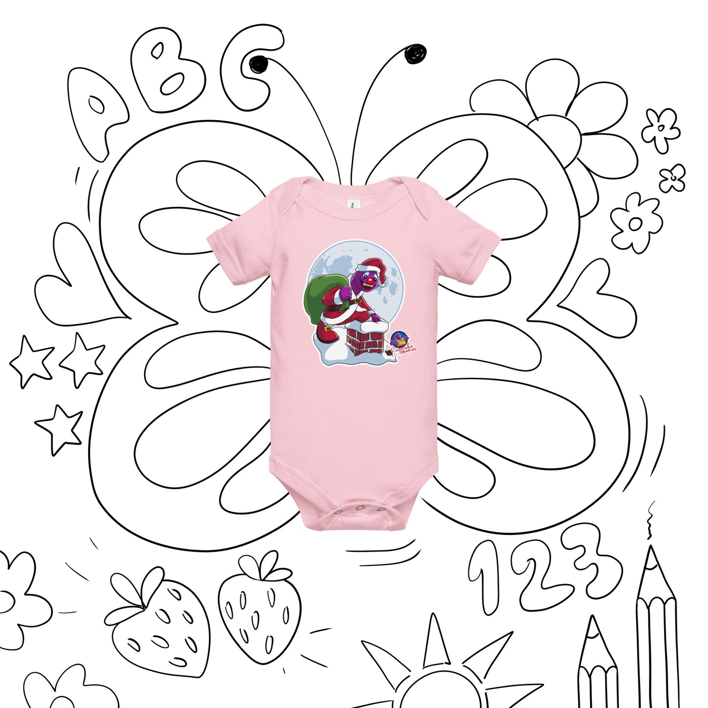 Santa Chimney Adventure Christmas Cupcake Baby Onesie