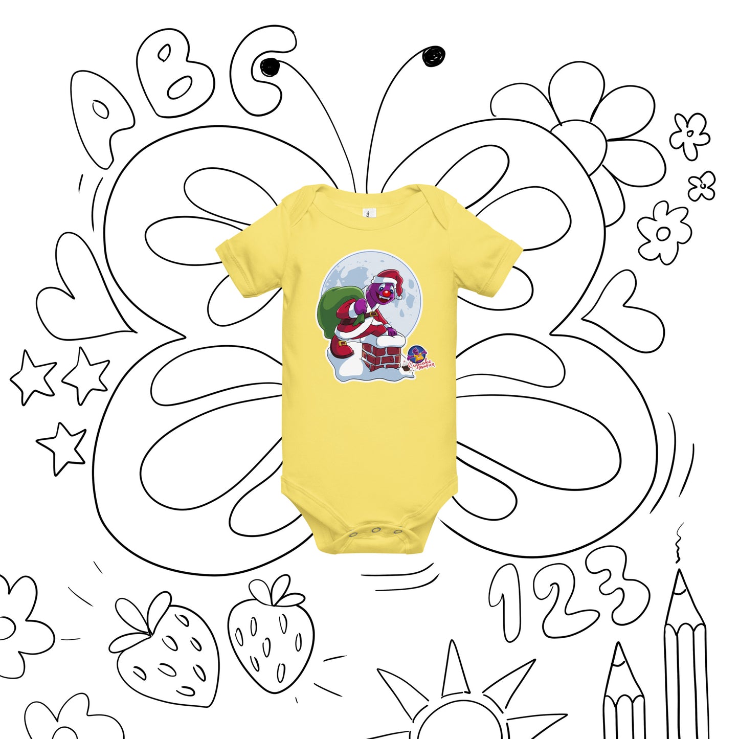 Santa Chimney Adventure Christmas Cupcake Baby Onesie