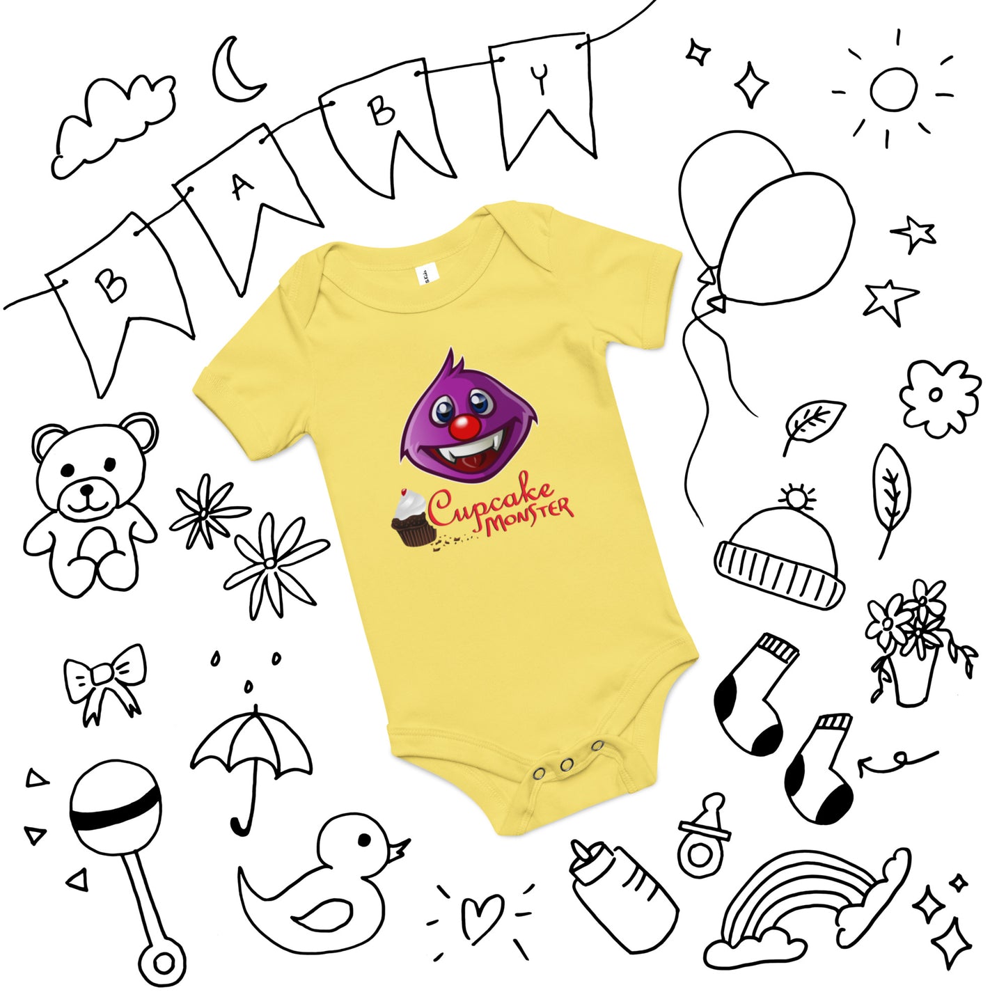 Super Cute Happy Smiley Cupcake Baby Onesie