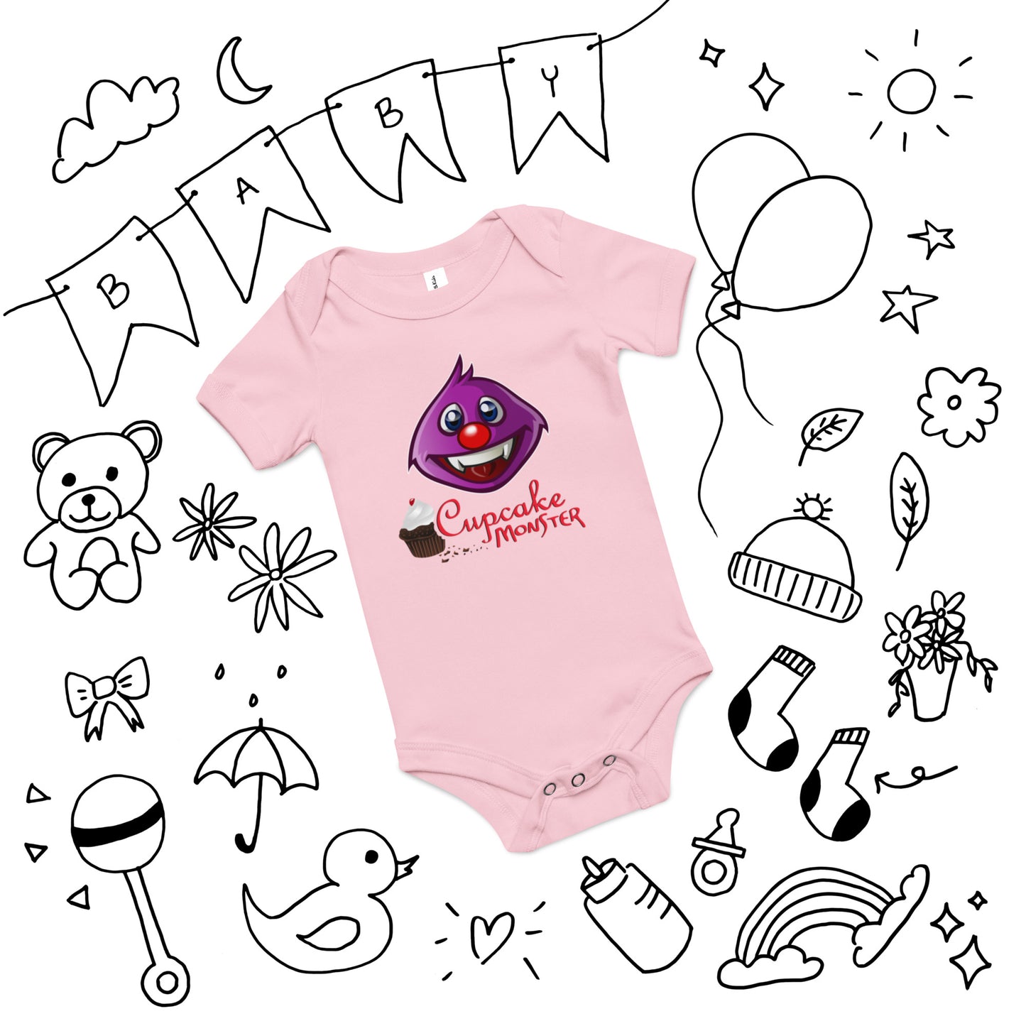 Super Cute Happy Smiley Cupcake Baby Onesie