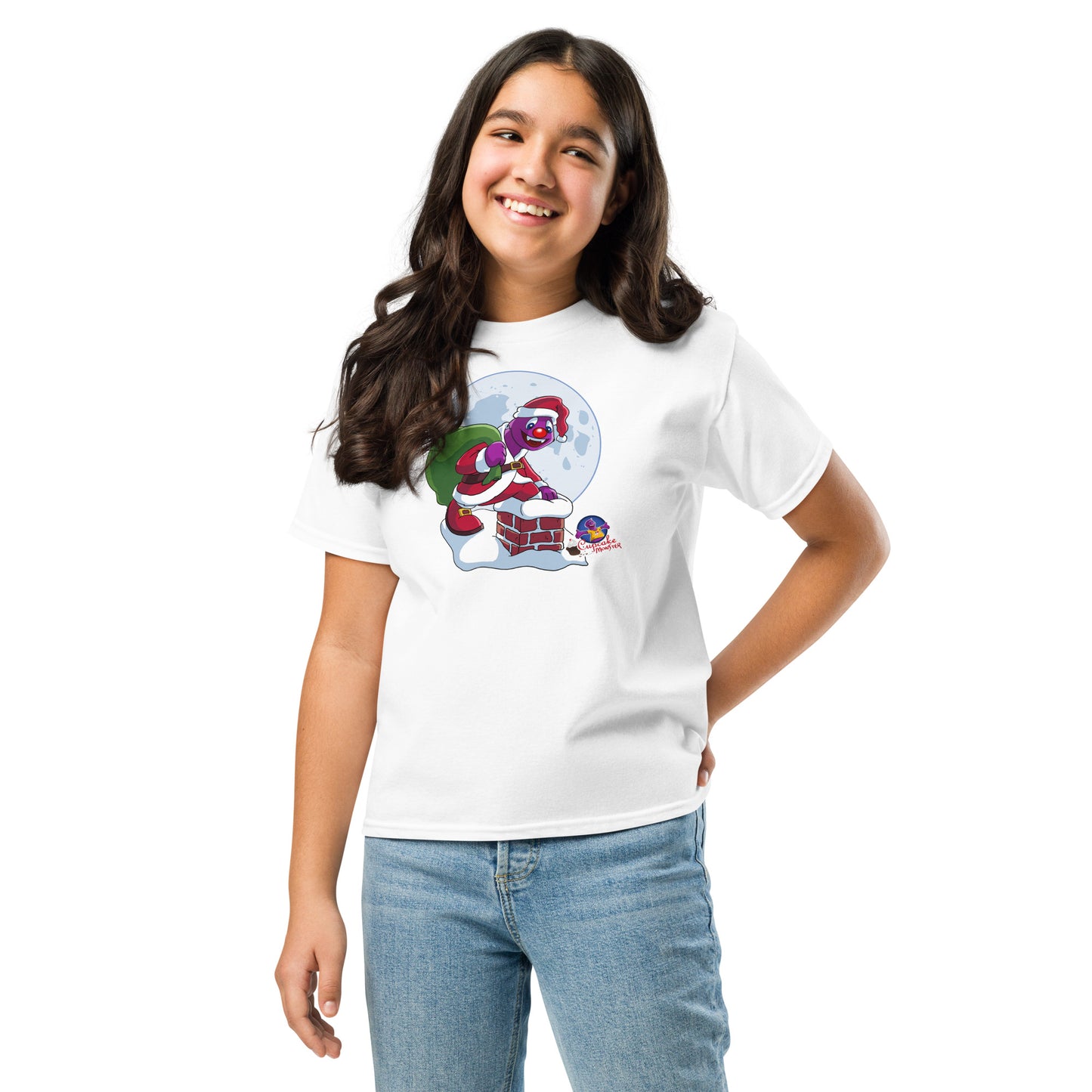 The Chimney Frost Flight Gift Drop Kids Christmas Cupcake T-Shirt