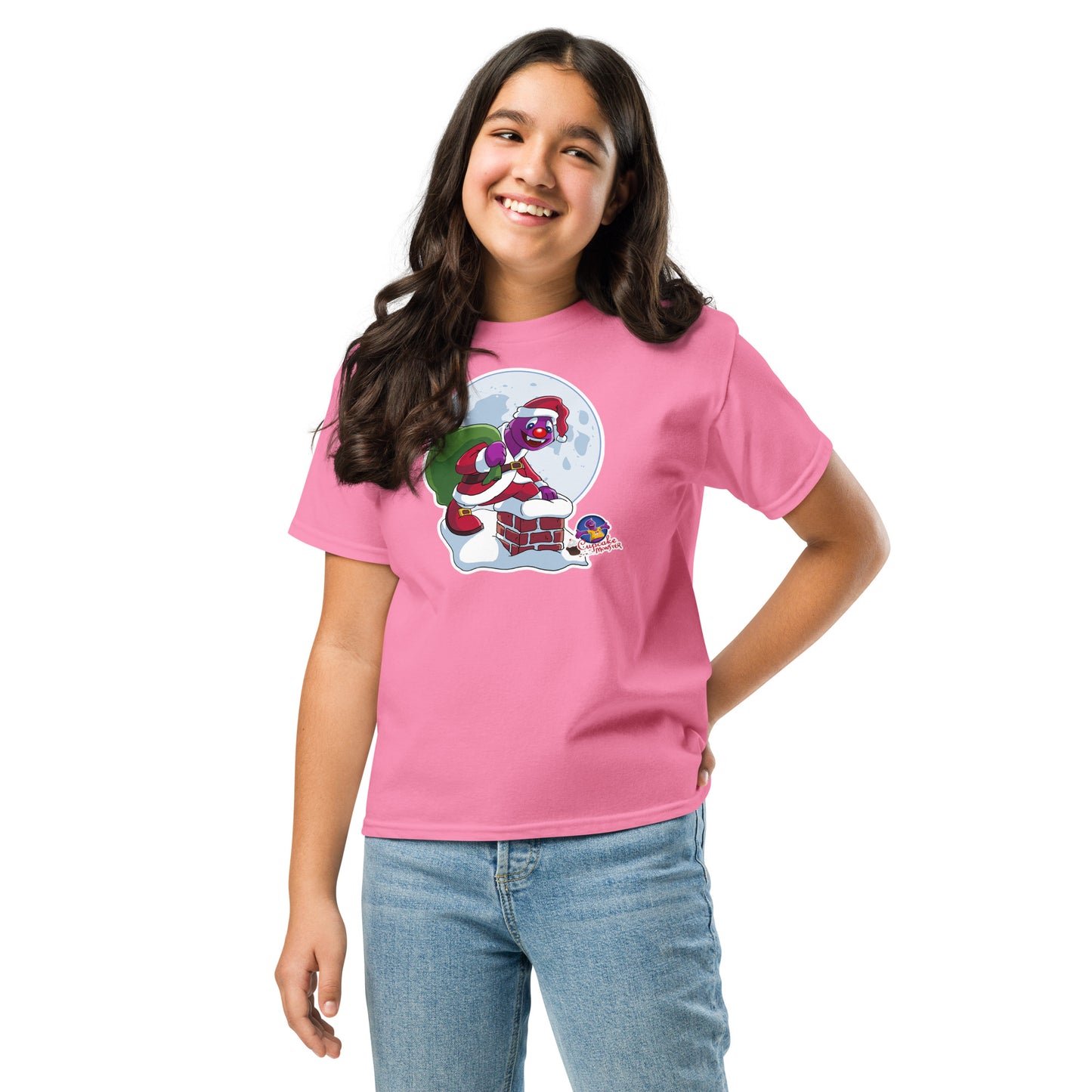 The Chimney Frost Flight Gift Drop Kids Christmas Cupcake T-Shirt