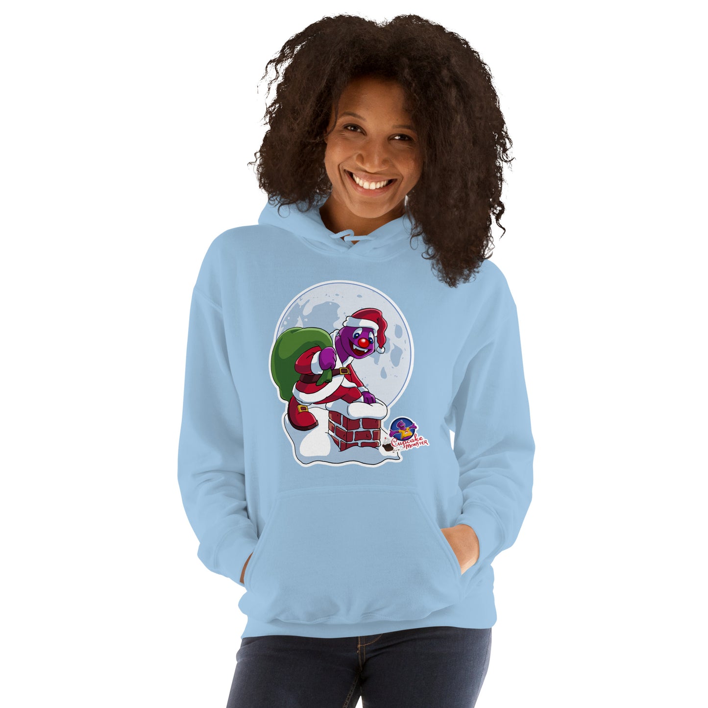Women’s Cupcake Monster Santa Chimney Adventure Christmas Cupcake Hoodie