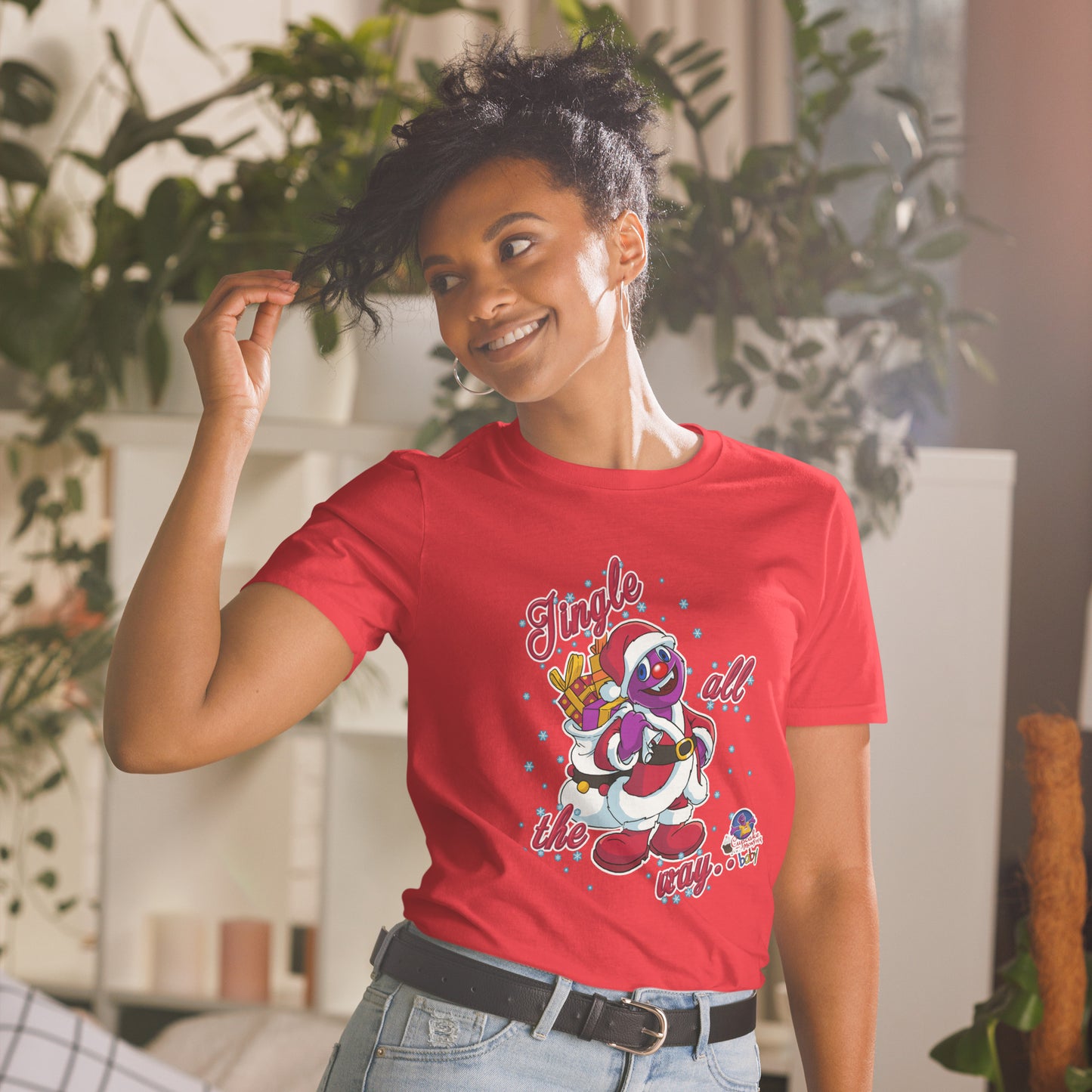 Women's Jingle All the Way Christmas Cupcake T-Shirt