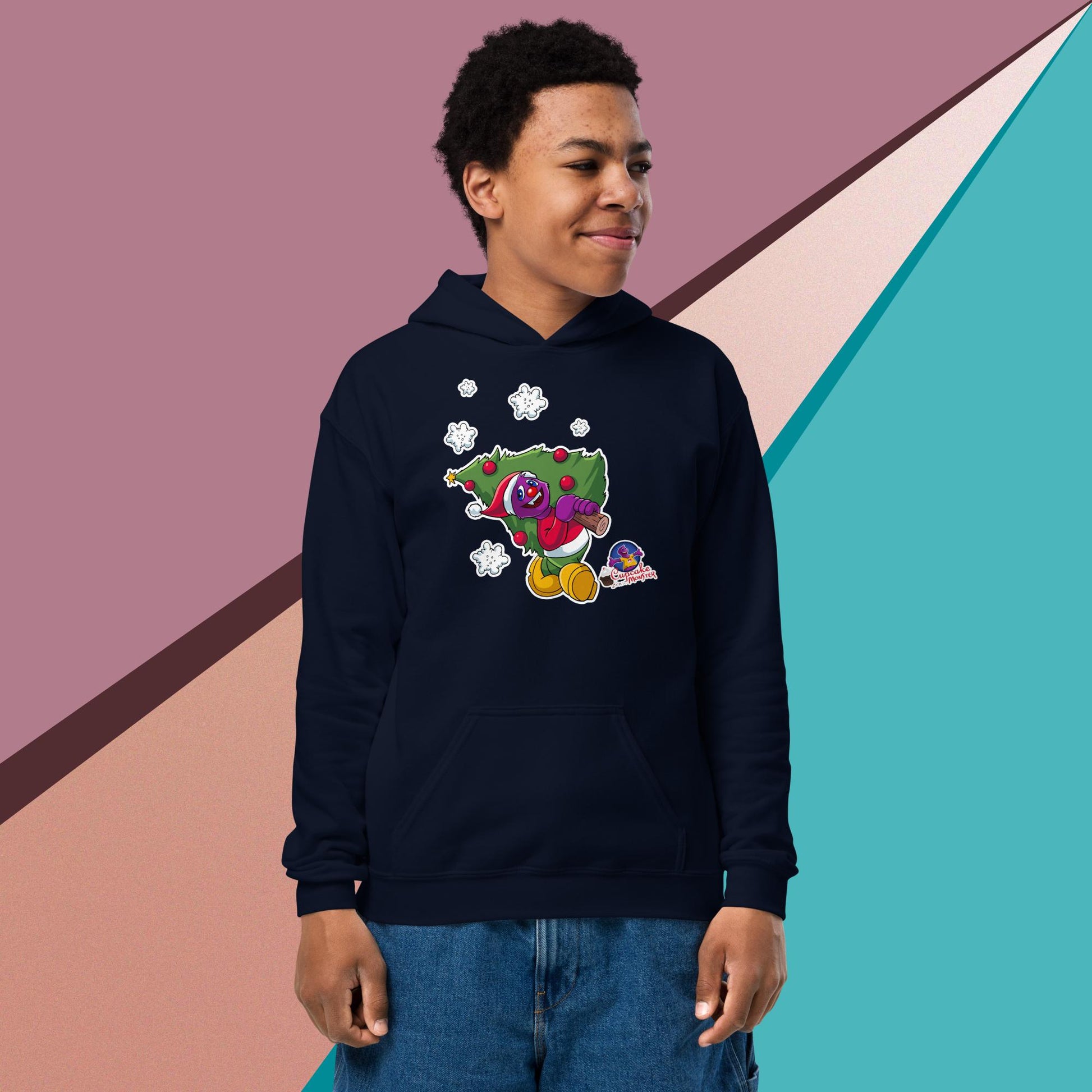Hollly Jolly Christmas Tree Christmas Cupcake Hoodie for Kids