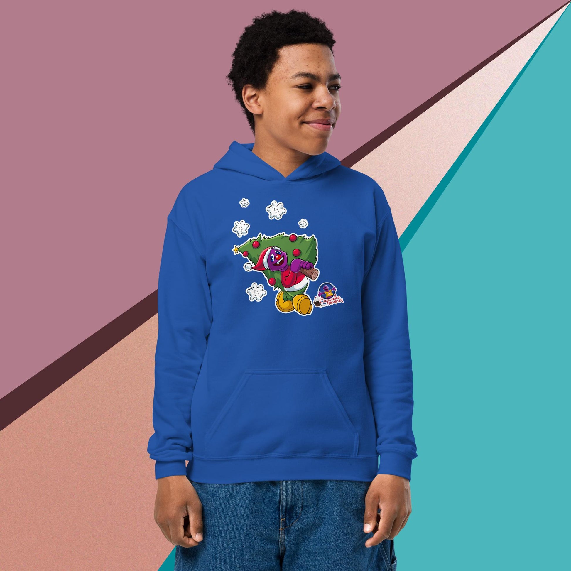 Hollly Jolly Christmas Tree Christmas Cupcake Hoodie for Kids