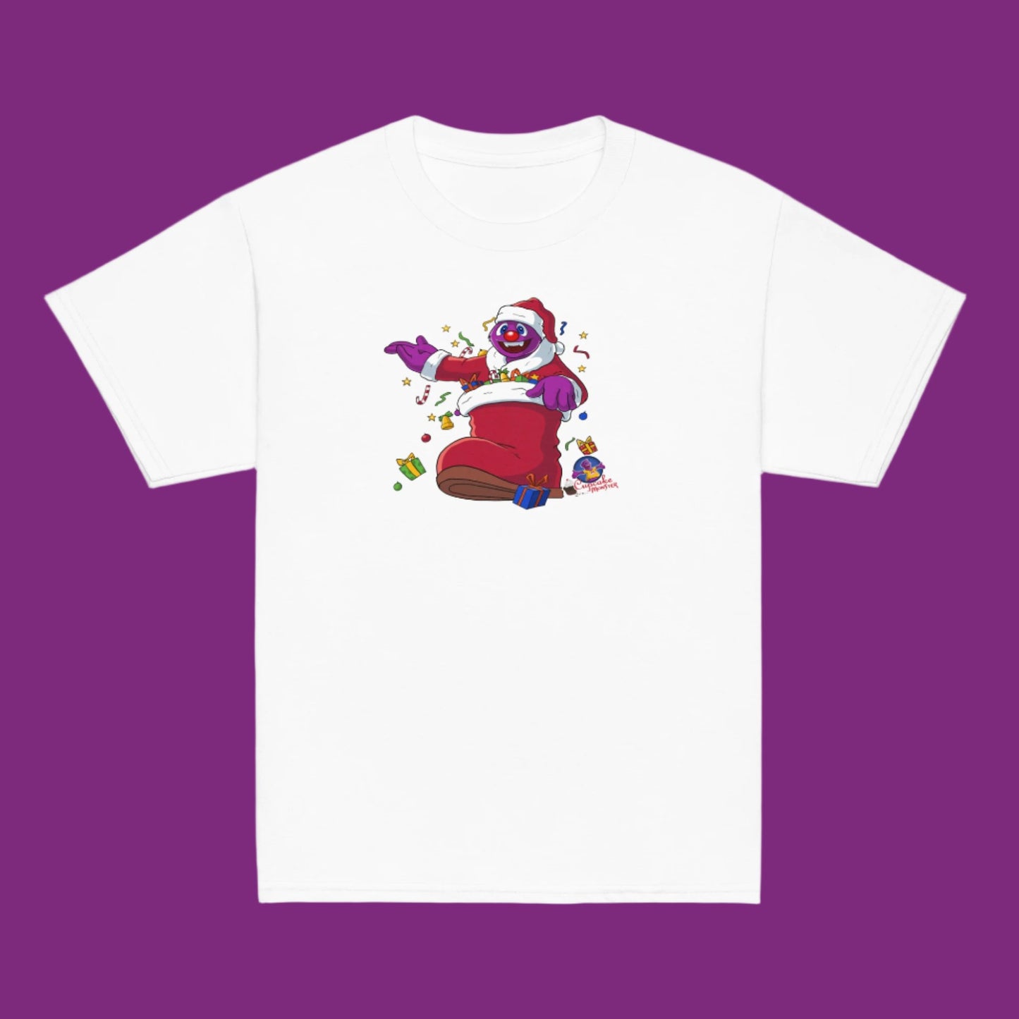 Kids Santa Cupcake Monster Christmas Cupcake T-Shirt
